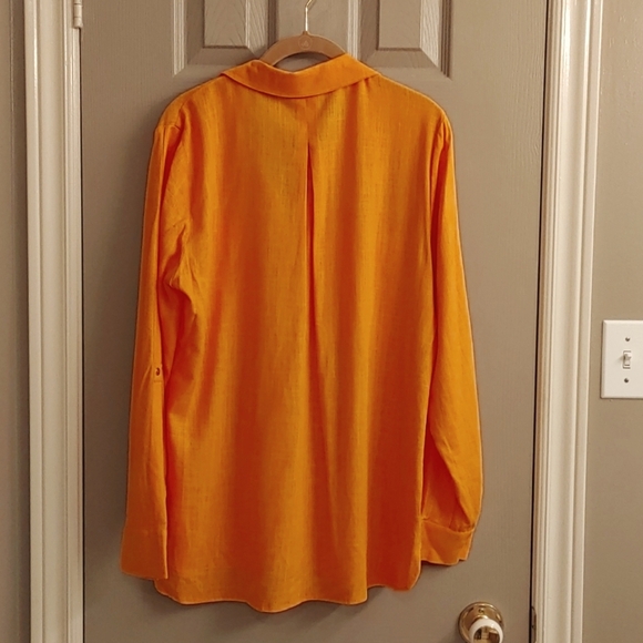 NWT Women's Laura Orange Button Down Shirt Viscose & Linen Blend Size 8 - Picture 2 of 11